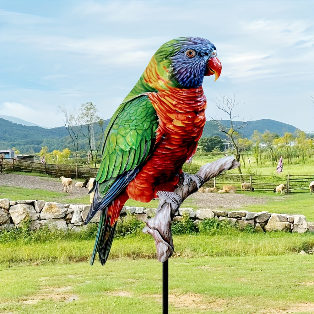 

Colorful Metal Parrot Garden Stake - Perfect For Outdoor, Lawn, Patio & Farm Decor | Ideal For Holidays Including Cinco De Mayo, Christmas, Weddings, Valentine's Day, Thanksgiving