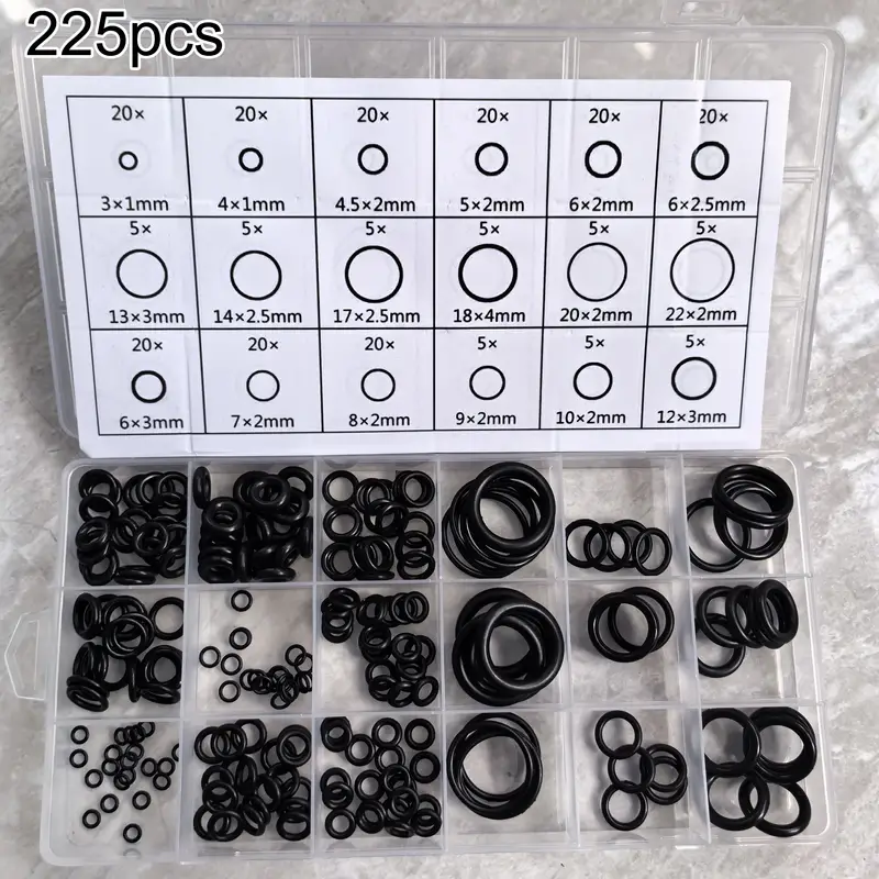 90-225 Stück 18 Größen Gummi O-ring Sortiment Kit: Professionelle