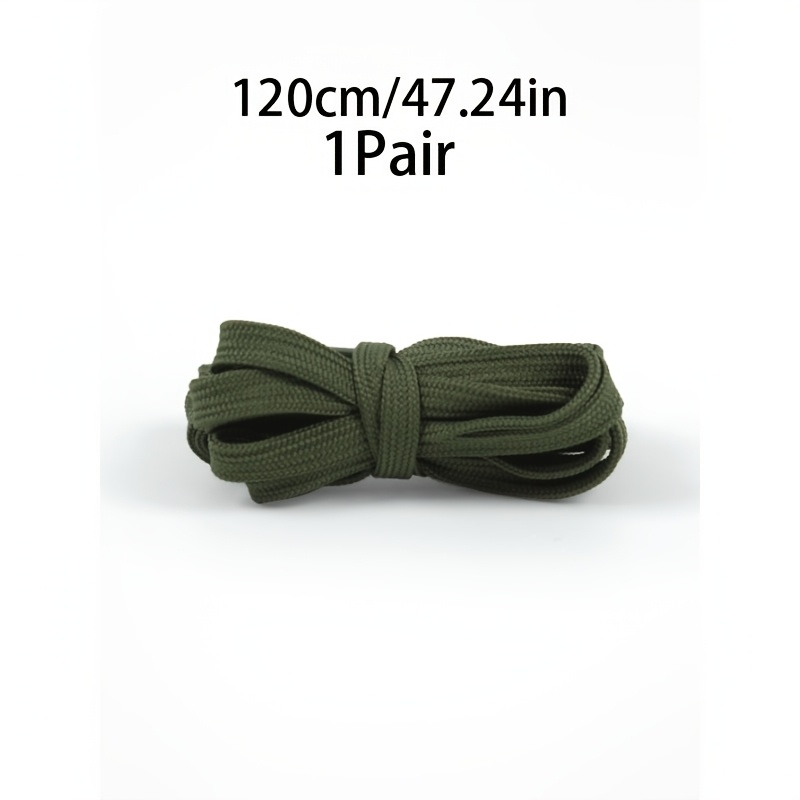 TEMU 1 Paire de Lacets Plats Vert Armée Rétro Style Travail Tendance pour Baskets