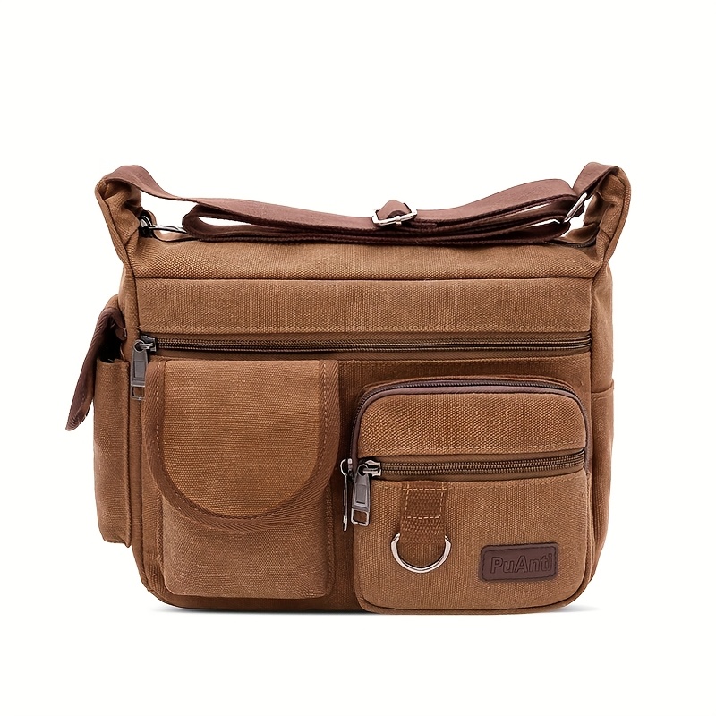 E-shop Schultertasche im Vintage-Stil, Unisex-Design, multifunktional mit großem Fassungsvermögen Reißverschluss, mit verstellbarem Schultergurt,