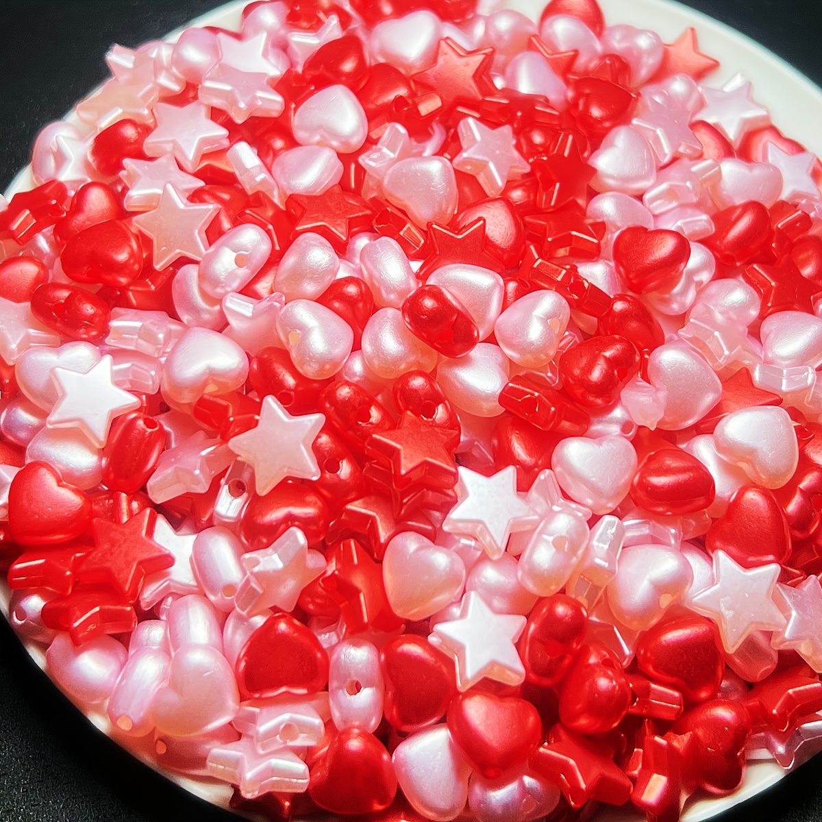 

100pcs Acrylic Beads Set - Heart And For Making, Valentine's Day Craft Supplies For Bracelets And Necklaces