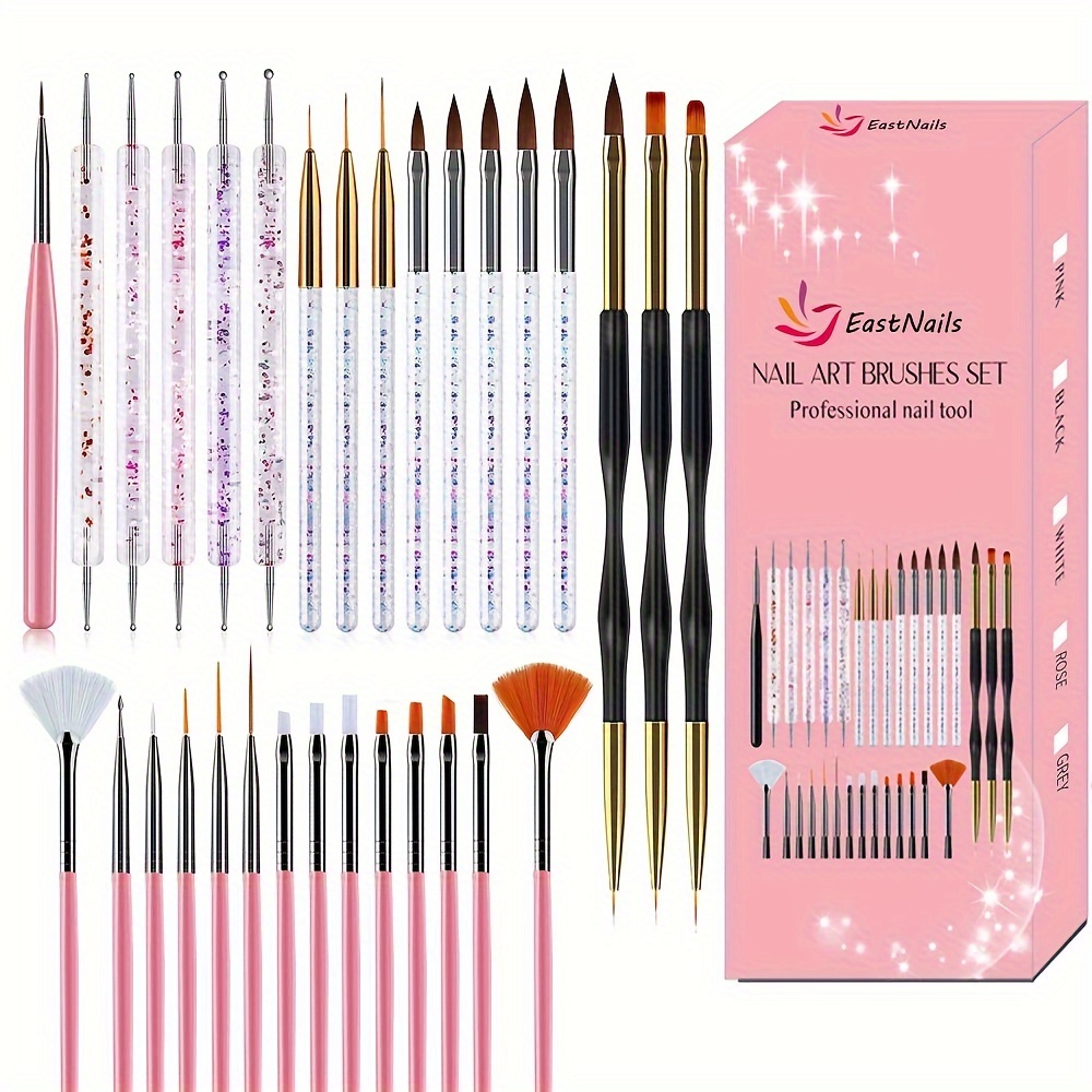 

31pcs Art Set - -tip Drawing Brushes, Uv Led Curing Brushes, & , Dotting Brushes, Formaldehyde-free Art Kit