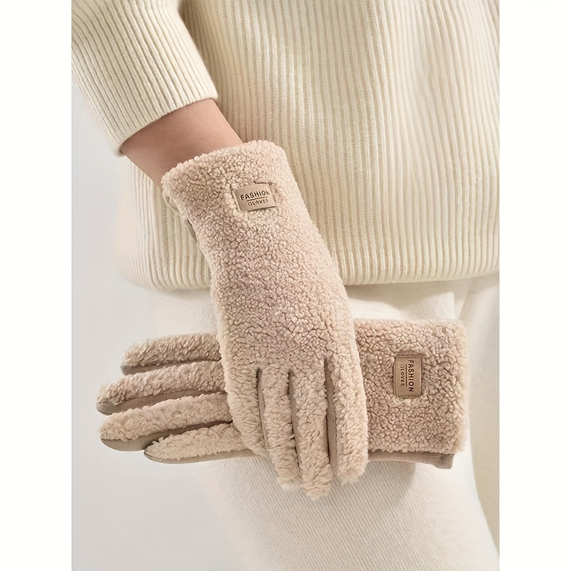Image of 1 Pair, Women's Teddy Touchscreen Gloves, Autumn/winter Thermal Gloves, Mittens, Women's Gloves, Women'-proof Split-finger Gloves, Suitable For Outdoor