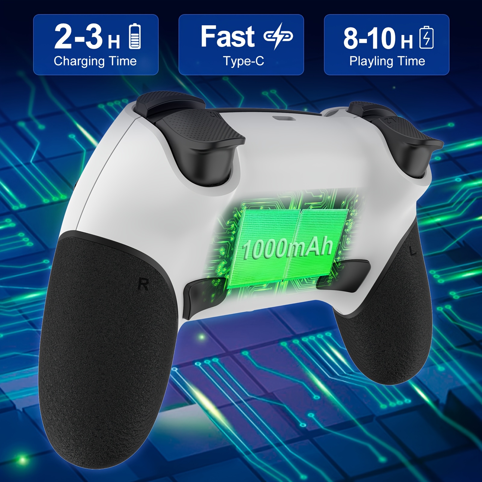 Wireless Game Controller for PS4, Slim, Pro, And PC Featuring Hall Effect Joysticks, a Gamepad with a 1000Mah Battery, Vibration, 6-Axis Gyro, Multi-Touch Pad, And a 3.5Mm Audio Jack