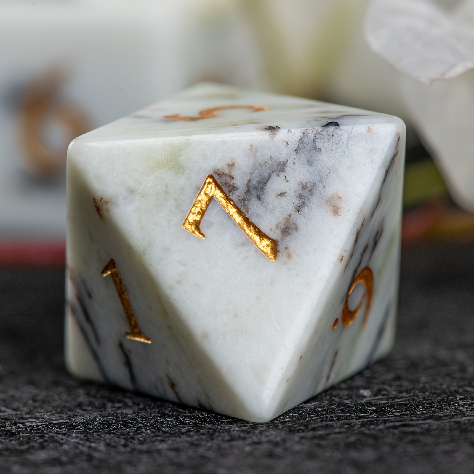 7 Wood Grain Stone Dice for Role-Playing Games