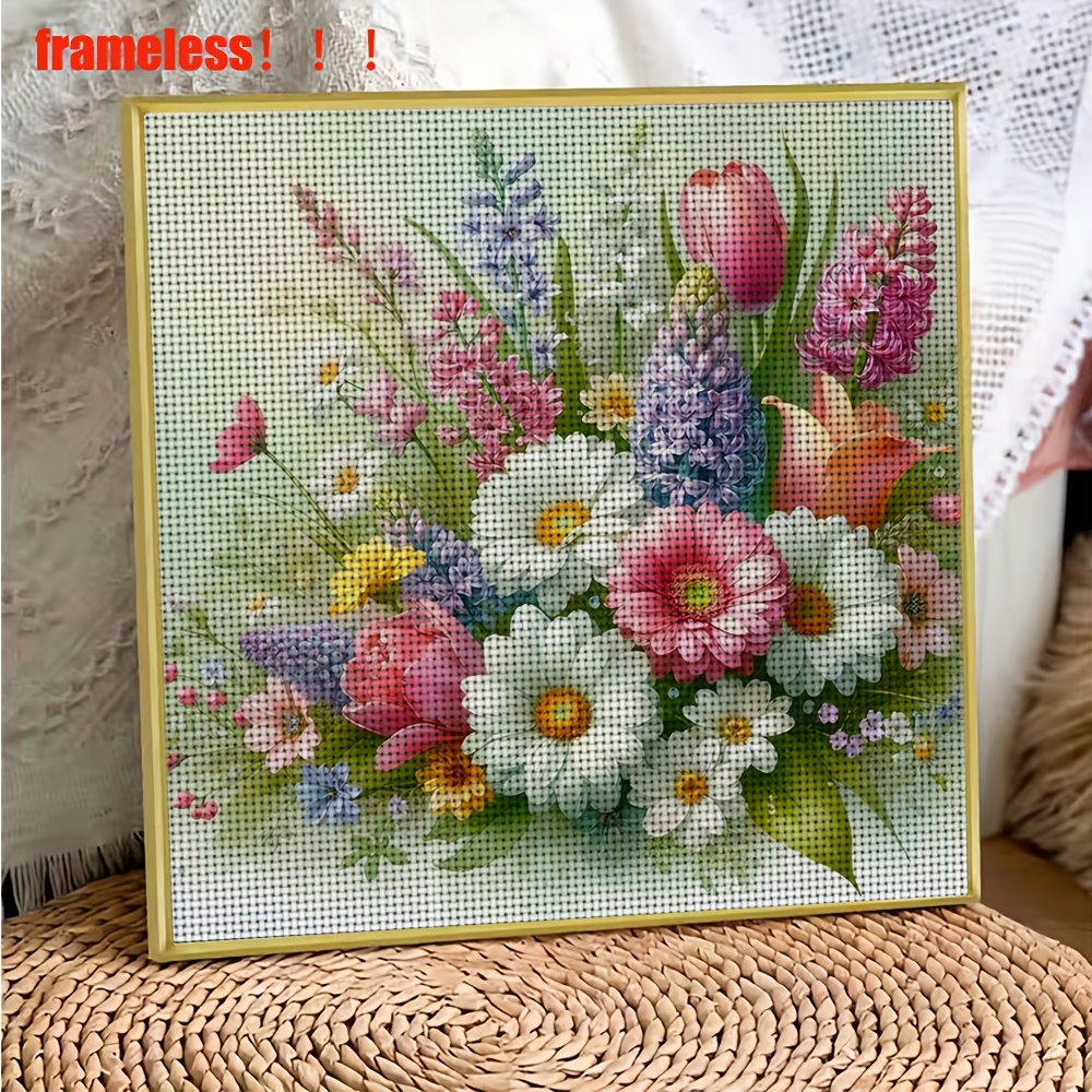 11CT Cross-Stitch Kit, "Vibrant Blooming Bouquet" Pattern