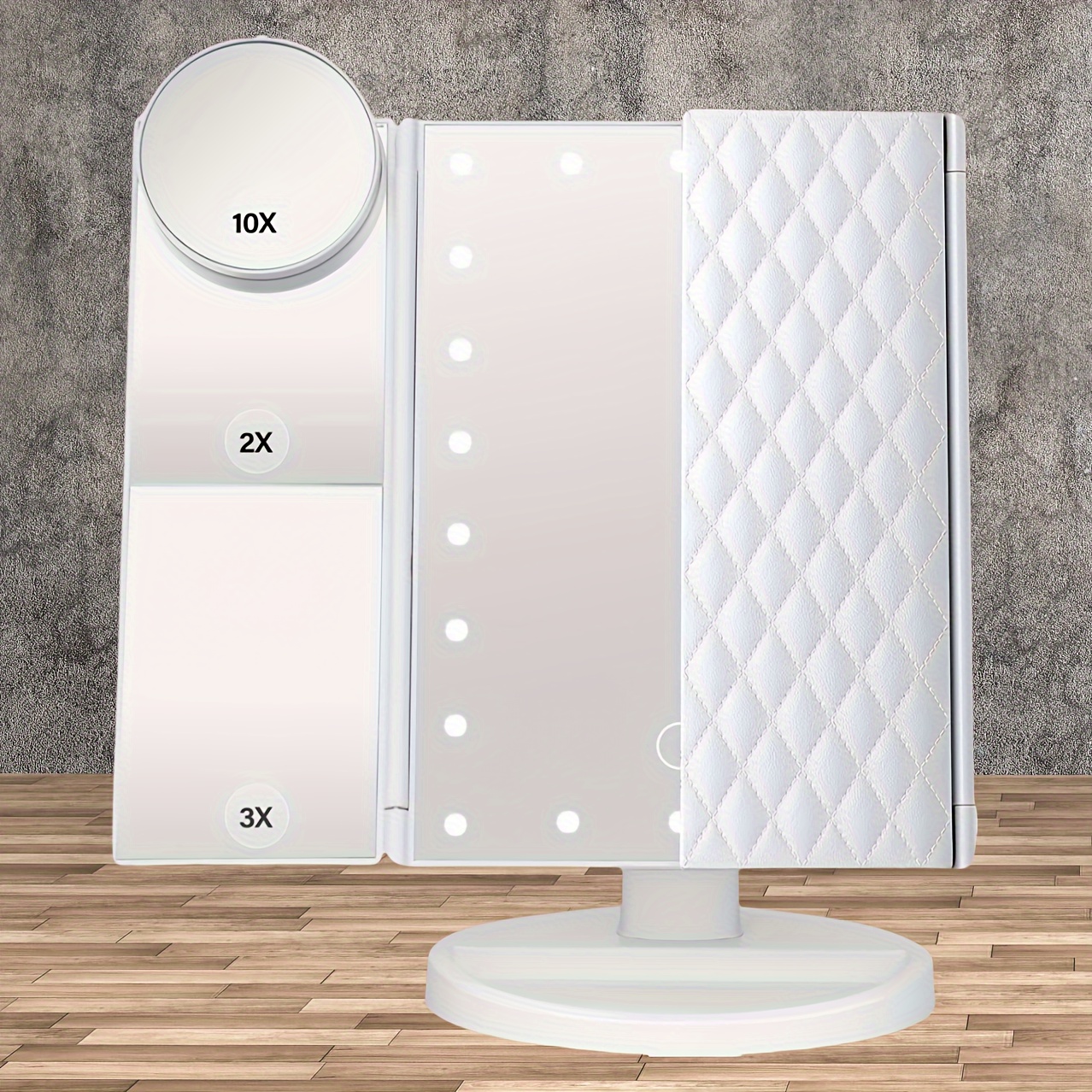 

2024 Premium Upgrade Makeup Mirror Vanity Mirror With Lights 1x 2x 3x 10x Magnification, Lighted Makeup Mirror, Touch Control, Tri-fold Portable Led Makeup Vanity, 2 Power Supply Modes, White