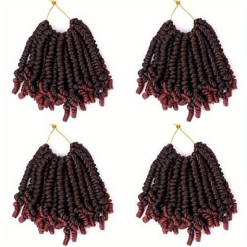 4pcs short bob spring twist crochet braids pre looped synthetic curly hair extensions for for afro styles