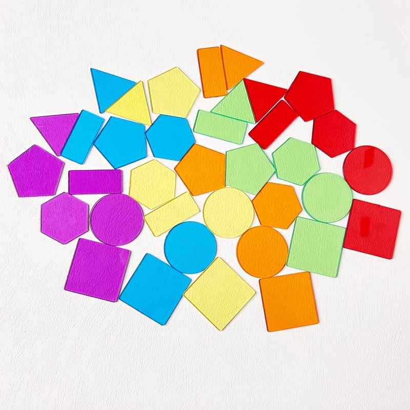 36pcs Of Translucent Geometric Toys, Suitable For Learning Of Math And Colors