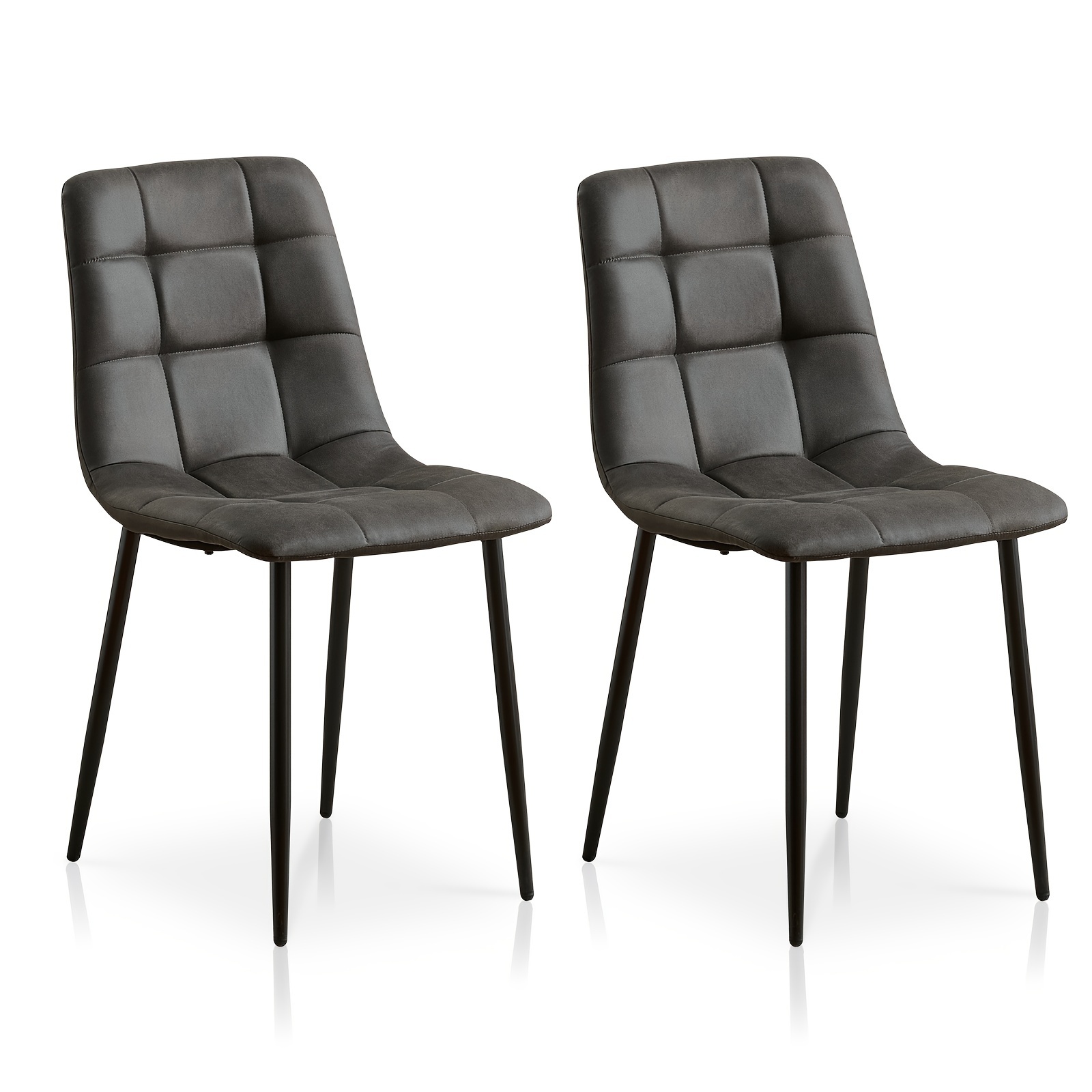 Image of Set Of 2 Contemporary Dining Chairs Featuring Suede Upholstery, Designed For Kitchens With Back Support And Metal Legs, Perfect For Retro-style Leisure In Living Rooms, Bedrooms, Or Office Receptions