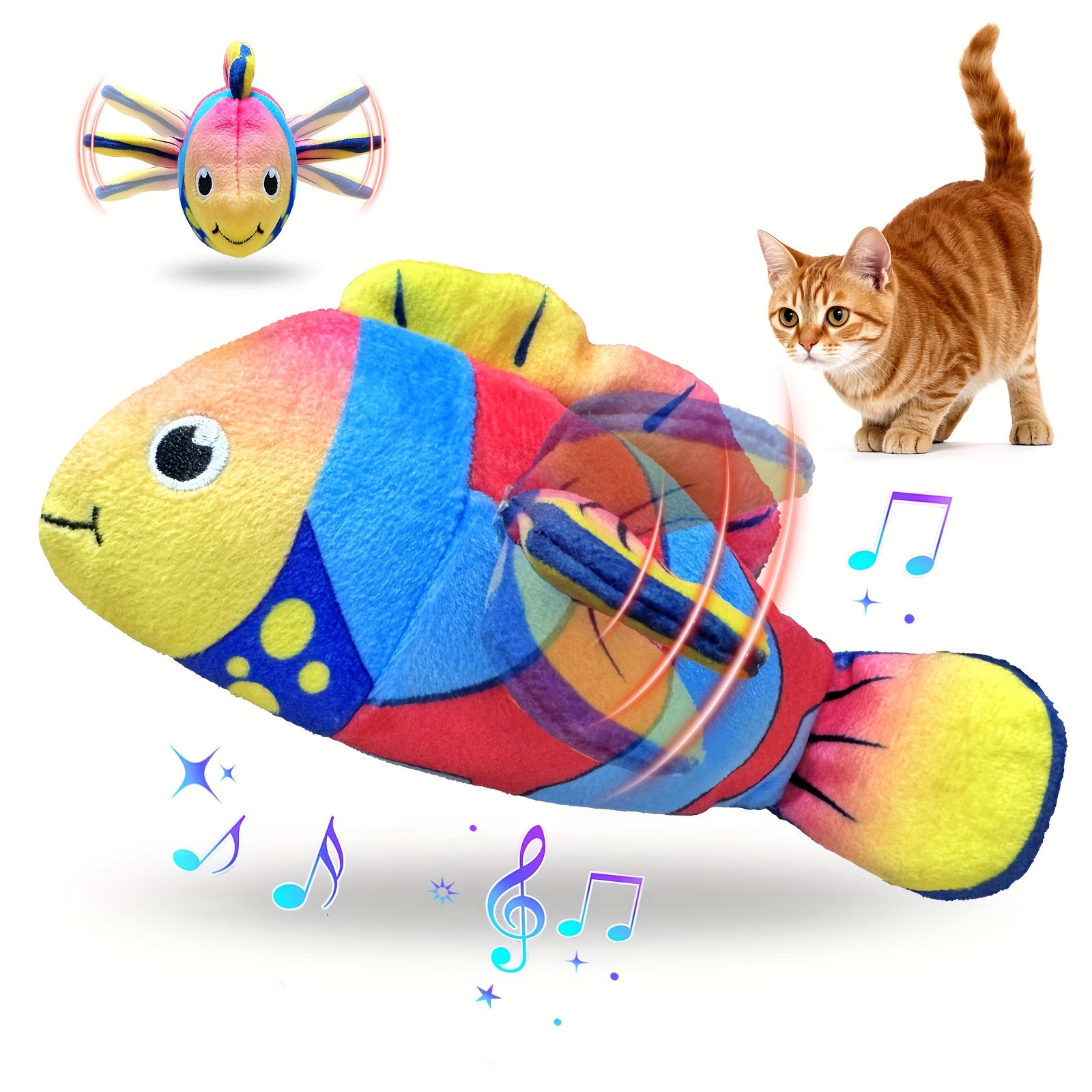 TEMU Electric , Electric Toys Wired Mobile Simulation Fish Toys For Indoor, Plush Cat Toys To Provide Entertainment For Your Pets