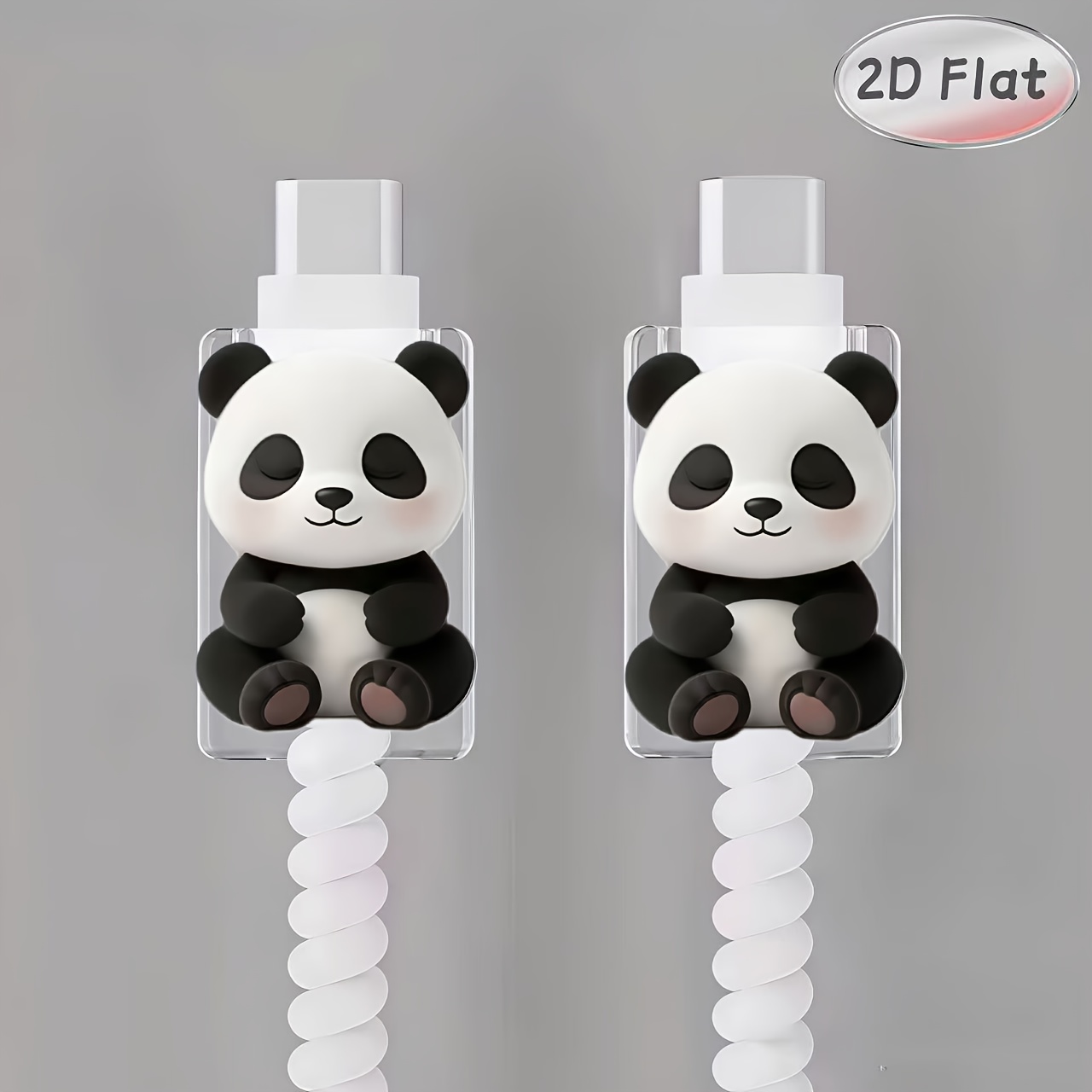 TEMU 2d Flat 2pcs Cartoon Panda Pattern Protective Cover, Anti-breakage, Type- Phone Protector, Beautiful And Durable, , Better Protection For Data