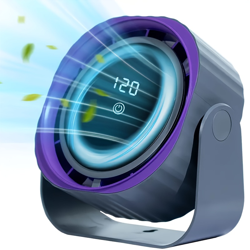 TEMU A Quiet Wall-mounted Desktop Fan Featuring A Digital Display, 5 Wind Speed Settings, Of Being Hung, A 5400mah Battery, This Portable Usb Fan Is