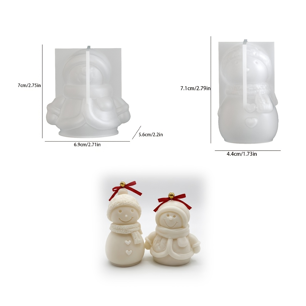 TEMU 2pcs Moule à Pâte de Neige de Noël Bougie Moule en Silicone Décoration de Noël Bureau Maison Cadeau Artisanat Moule en Silicone