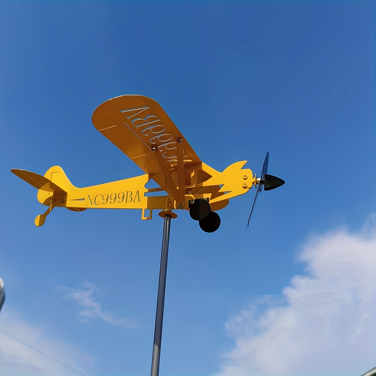 

1pc 3d Metal Airplane Weather Vane, -resistant Outdoor Wind Indicator, No-electricity Garden And Yard Decor Windmill