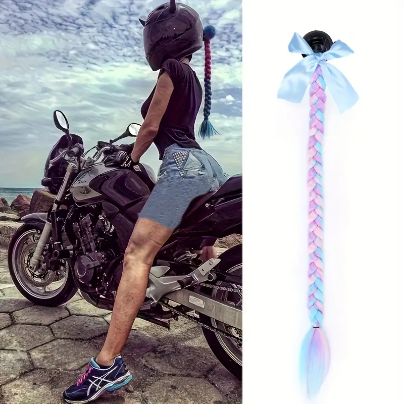 Carrfan Trecce Decorative Per Casco Moto - Stile Retrò Con Gradient Colorato, Facili Da Montare - Foto 4