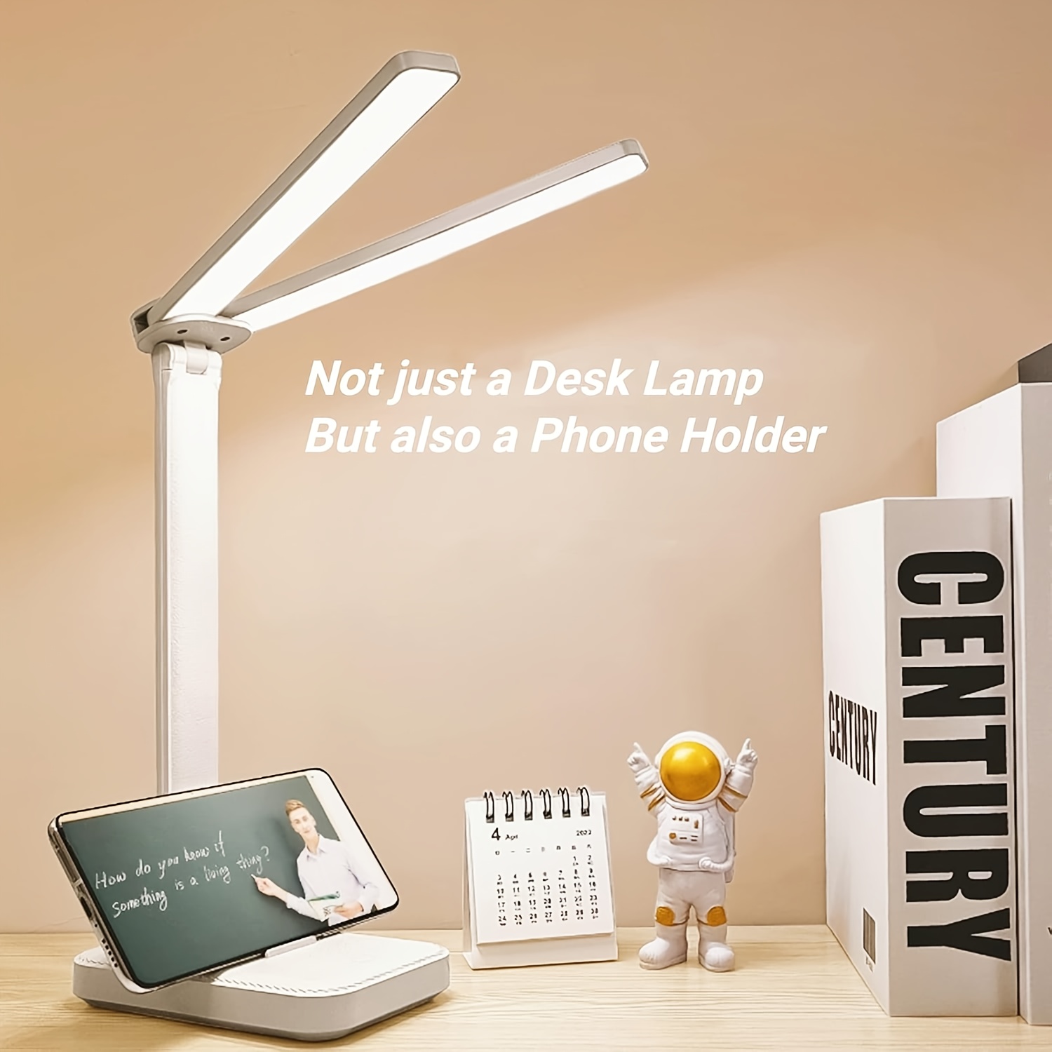 TEMU Led Double Head Folding Desk Lamp For Home Office, Portable Cute Little Desk Lamp With 3 Lighting , Battery Powered Rechargeable Desk Lamp,