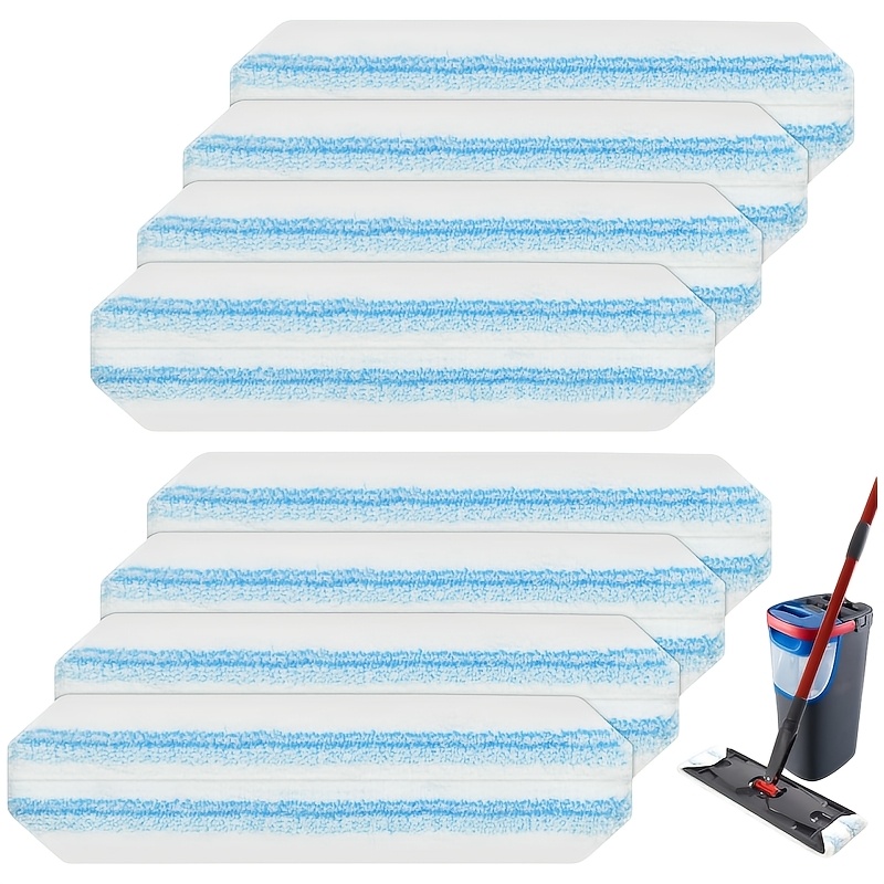 TEMU Lot de 8 pièces de rechange pour serpillière plate, lavables et réutilisables [Taille Longueur 40,5 cm, Largeur 11 cm]