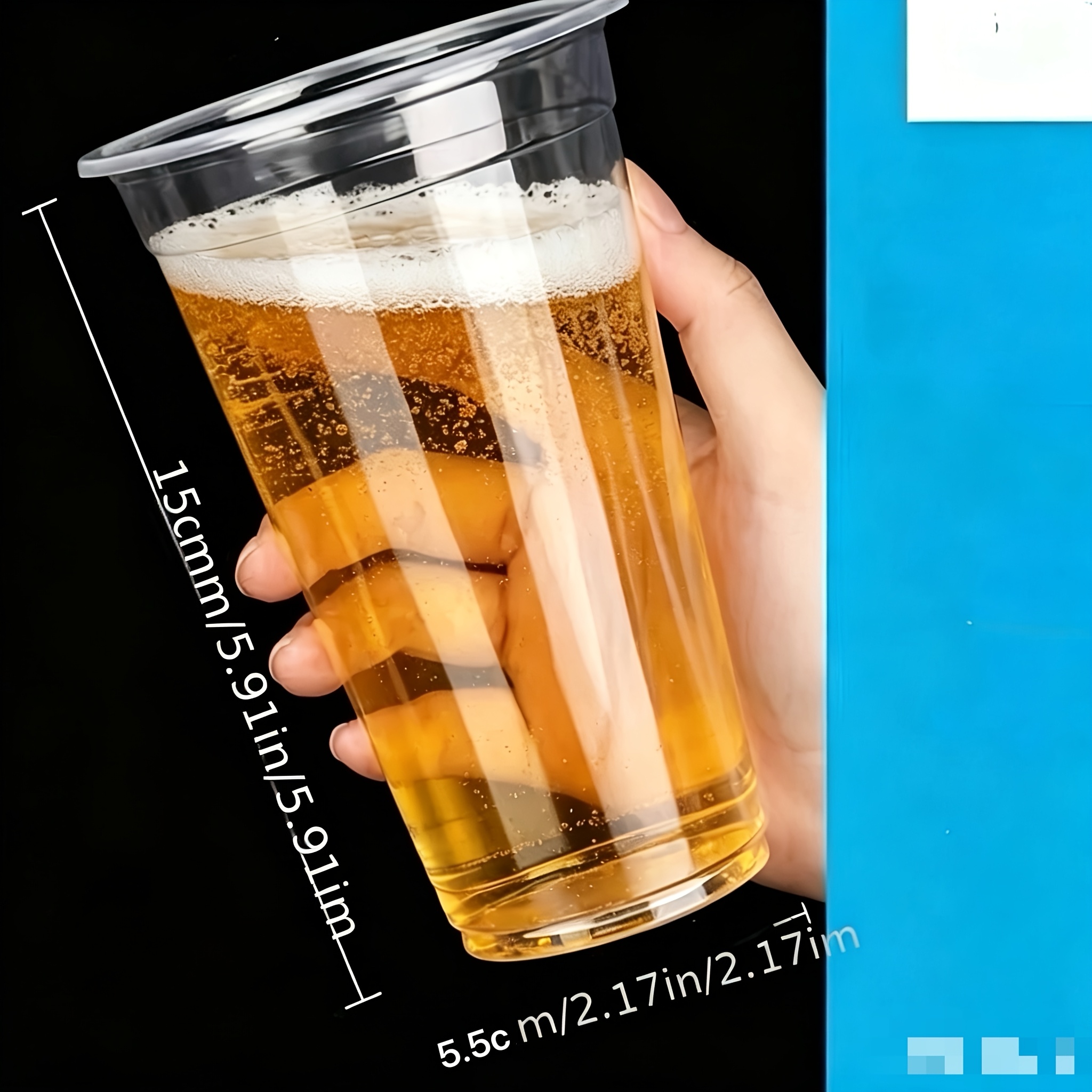 50pcs 24oz Clear Plastic Cups with Flat Lids