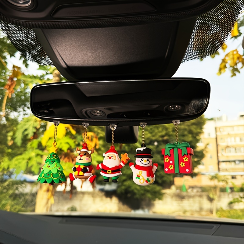 TEMU Adorable Santa Claus Car Ornament Set - Pvc Christmas Decorations For Vehicle Interior, Gift, Christmas Car Decorations