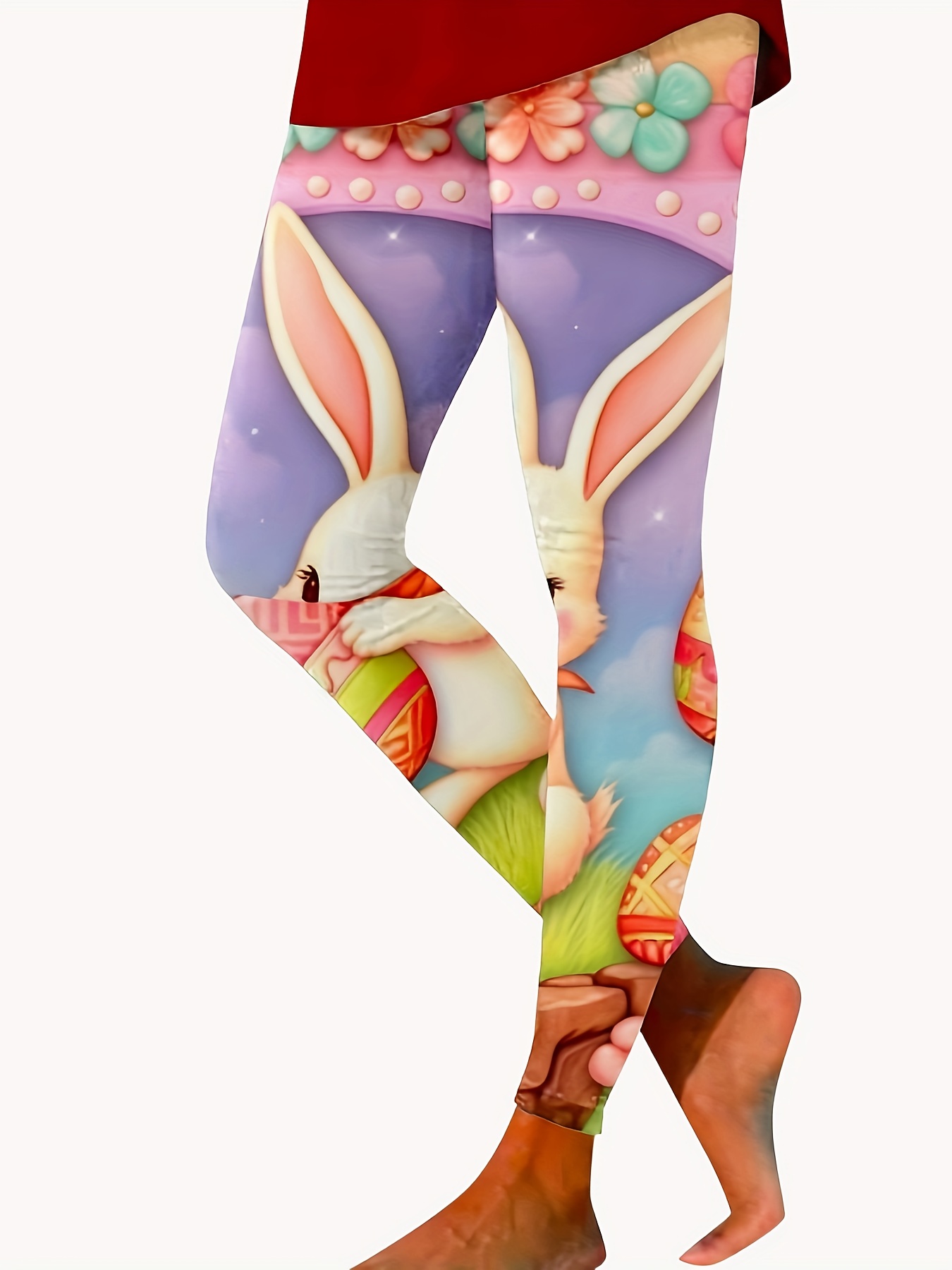 Easter Bunny Skinny Leggings Casual High Waist Stretchy - Temu