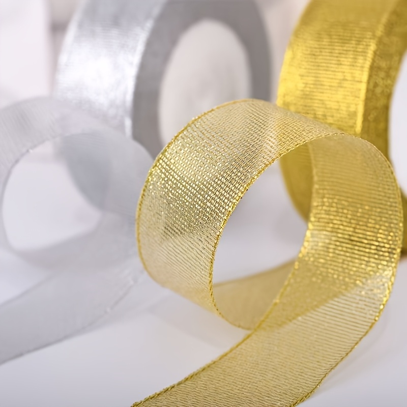 TEMU Paquete de 2 rollos de y plateada, total de 150 pies de largo x 0.79 pulgadas de ancho. Adecuada para decoraciones de boda, regalos de Navidad,