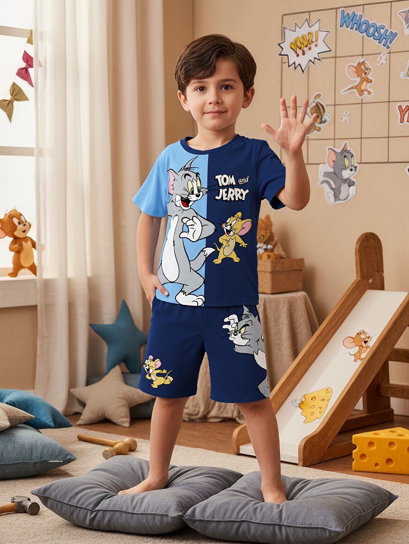 wb boys short sleeve t shirt shorts set casual Temu United Arab