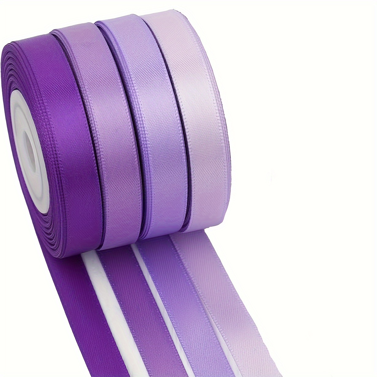 Image of Satin Ribbon 3/8 Inch X 4 Rolls Total 40 Yards- White/light Pink/pink/hot Pink Ribbon For Gift Wrapping Craft Wedding Decoration