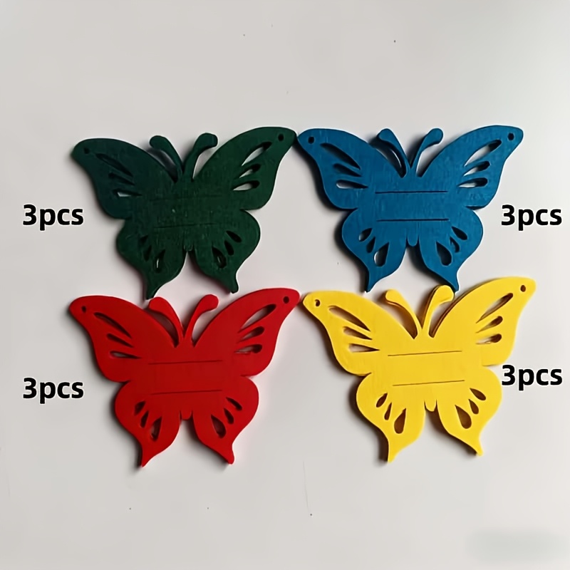 E-shop 12-teiliges -Schmetterling Besteckhalter Set, Kreatives, farbenfrohes Schmetterling-förmiges Besteckbeutel-Set, -Untersetzer, Bestecktaschen,