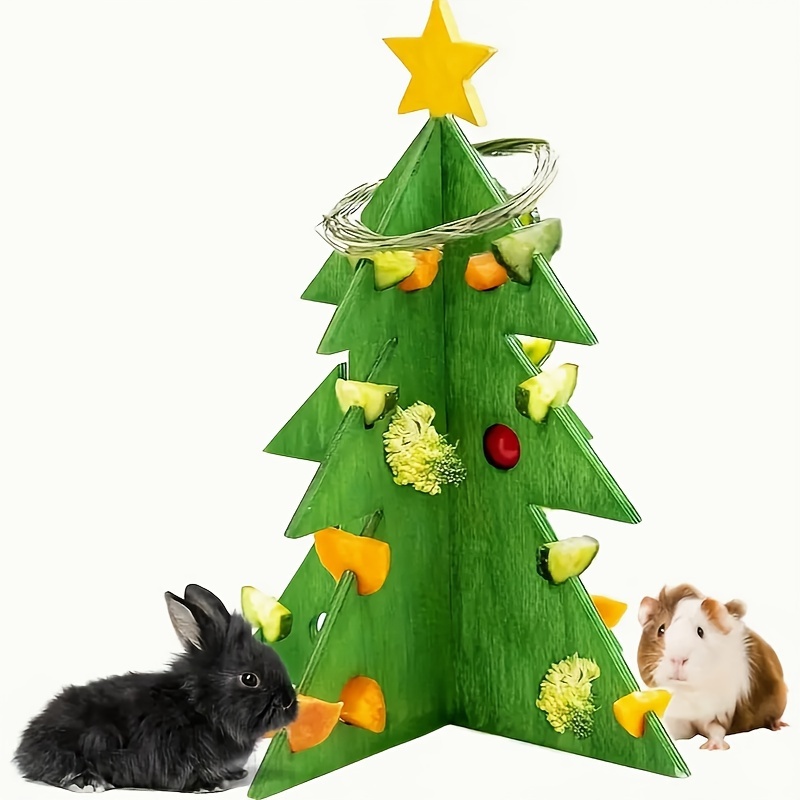 1pc Pet Toy Wooden Food Dispensers For Guinea Enrichment Toys Interactive Hamster Chinchilla Bunny Hay Holder Vegetable Rack For Foraging Mental Stimulation Decor