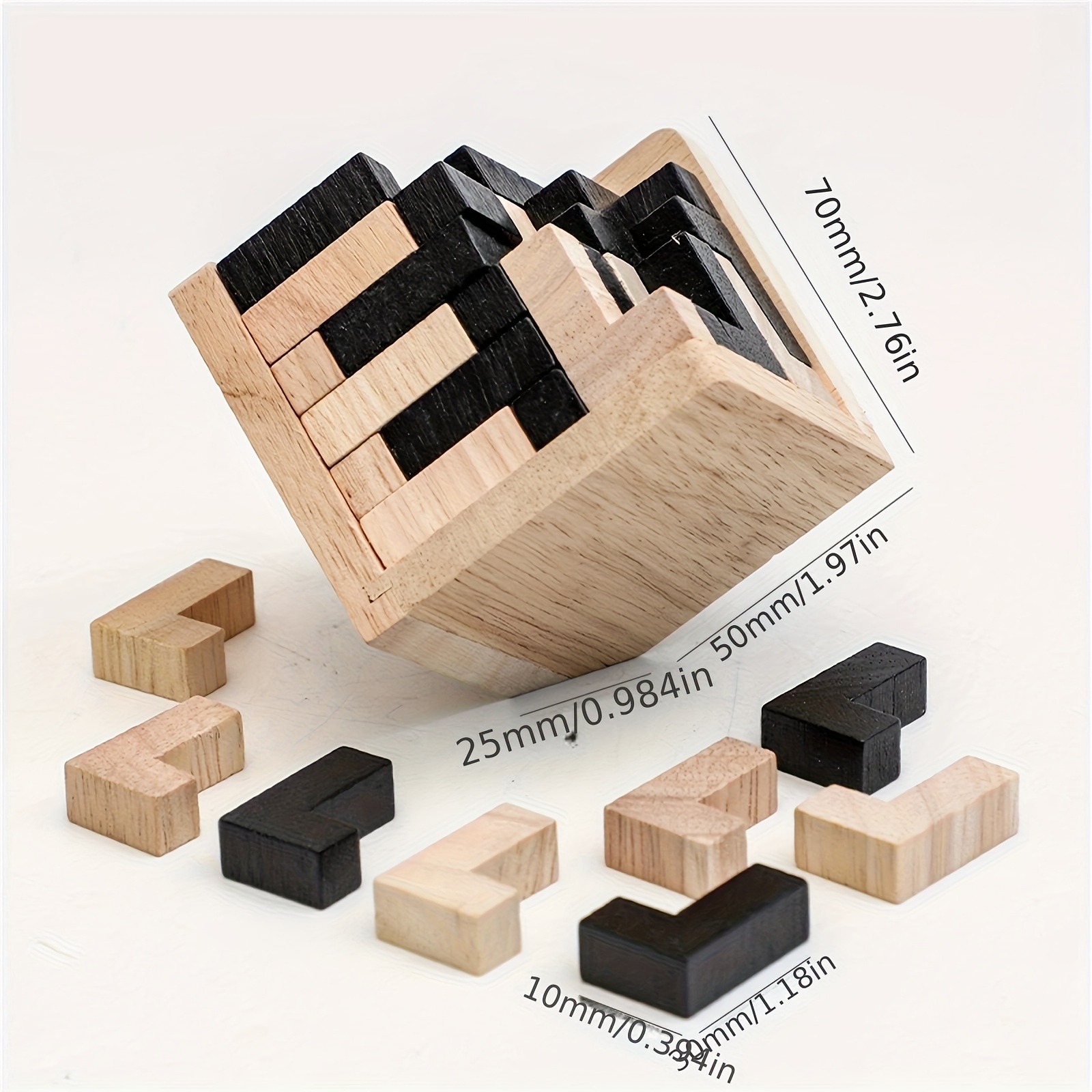 54pcs wooden brain teaser puzzle cube wooden puzzles l shaped     puzzle educational toy details 0