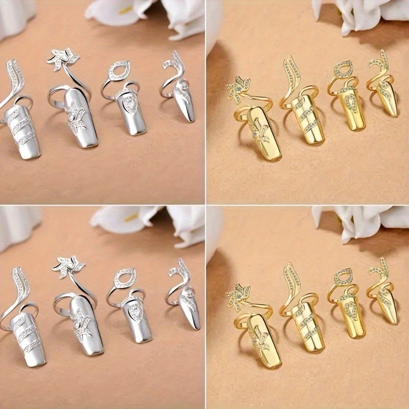 

16pcs Set Of Women's Nail Rings, Silvery , Nail Decoration, Nail Protection