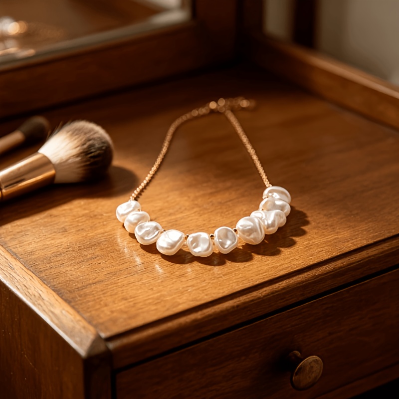High Quality Pearl Necklace, 14K Golden Plated Design