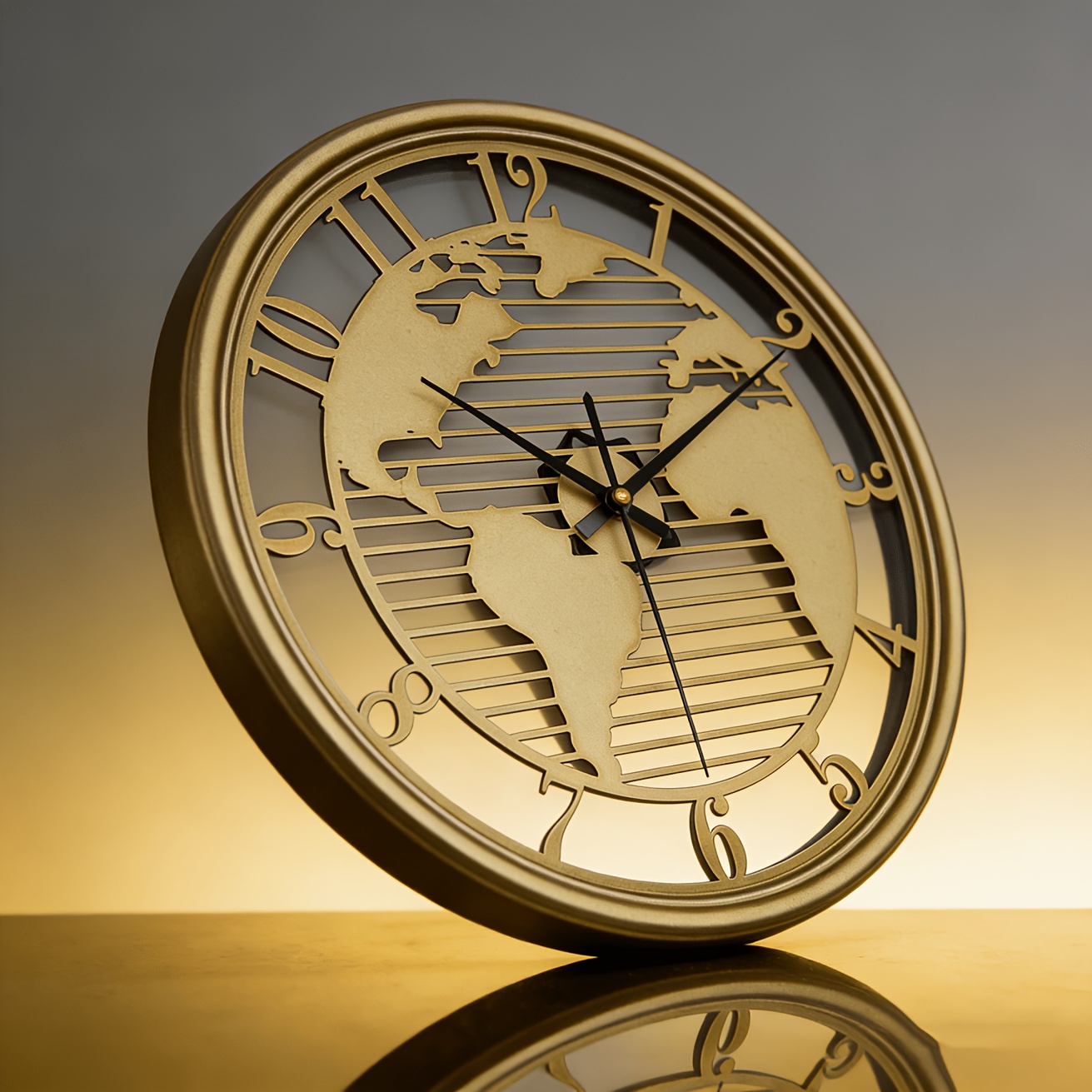 TEMU Scale World Map Wall Clock Metal Frame In (black/golden/silvery) Suitable For Living Room, Bedroom And Office Decoration Clocks And Watches