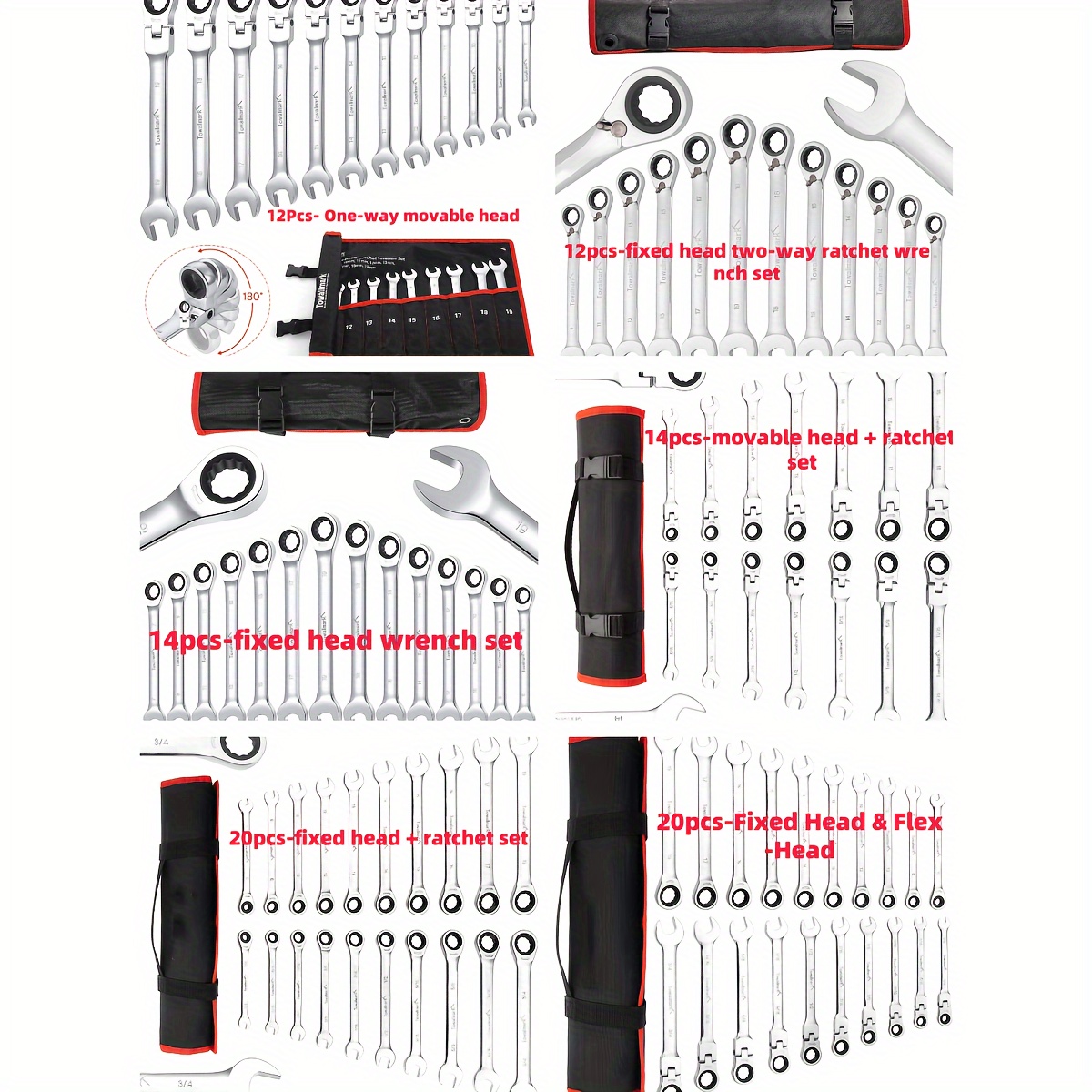 

14-piece Wrench Set, Ratcheting Wrench Set, Metric 6-19mm, Fixed Head Ratcheting Combination Wrenchs, Steel With Storage Bag For Truck/garage Projects, Etc.