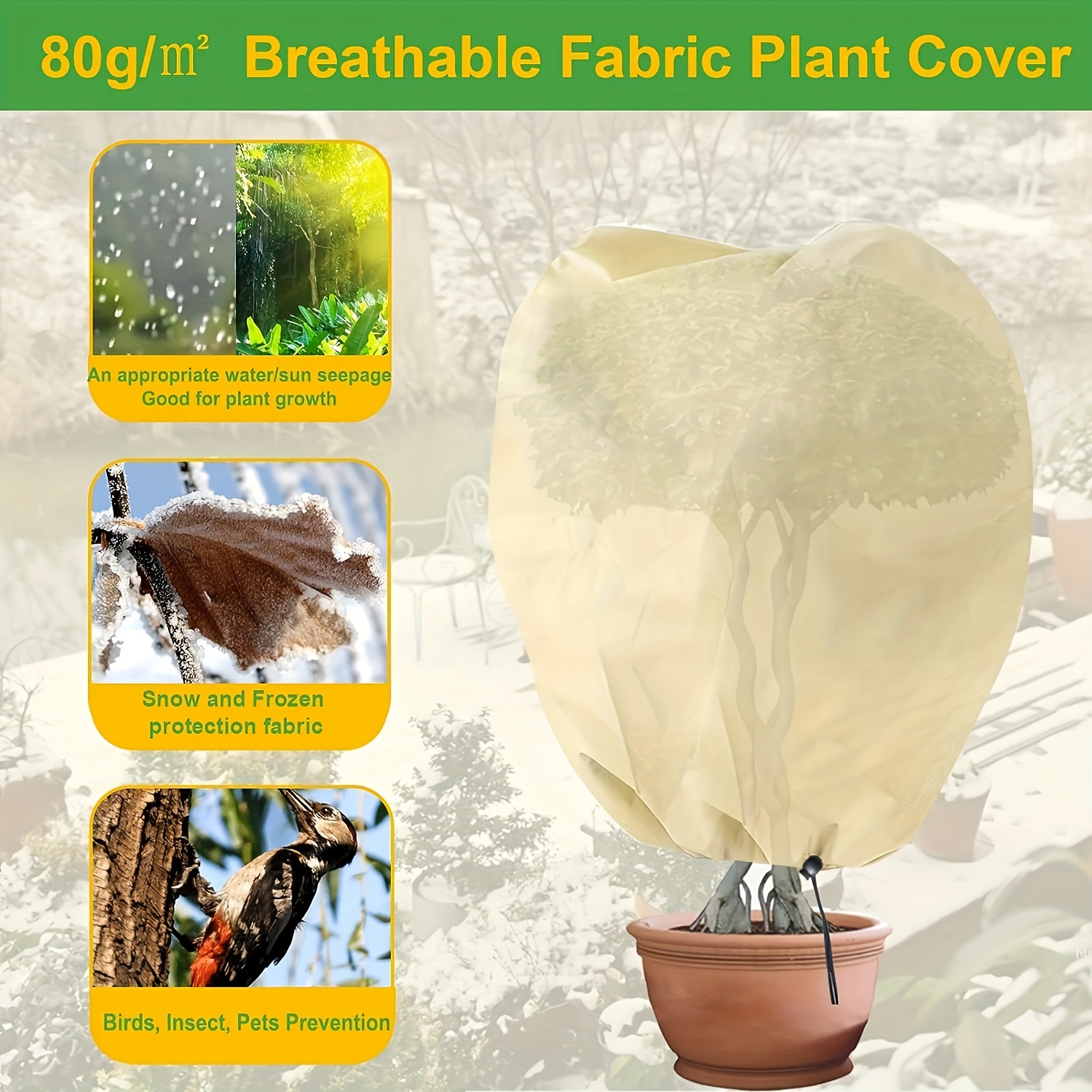 

Couverture végétale de protection contre le gel pour plantes en pot : sac de , adapté aux plantes de petite taille, 140 cm/55,11 pouces x 200 cm/78,74 pouces, matériau PP