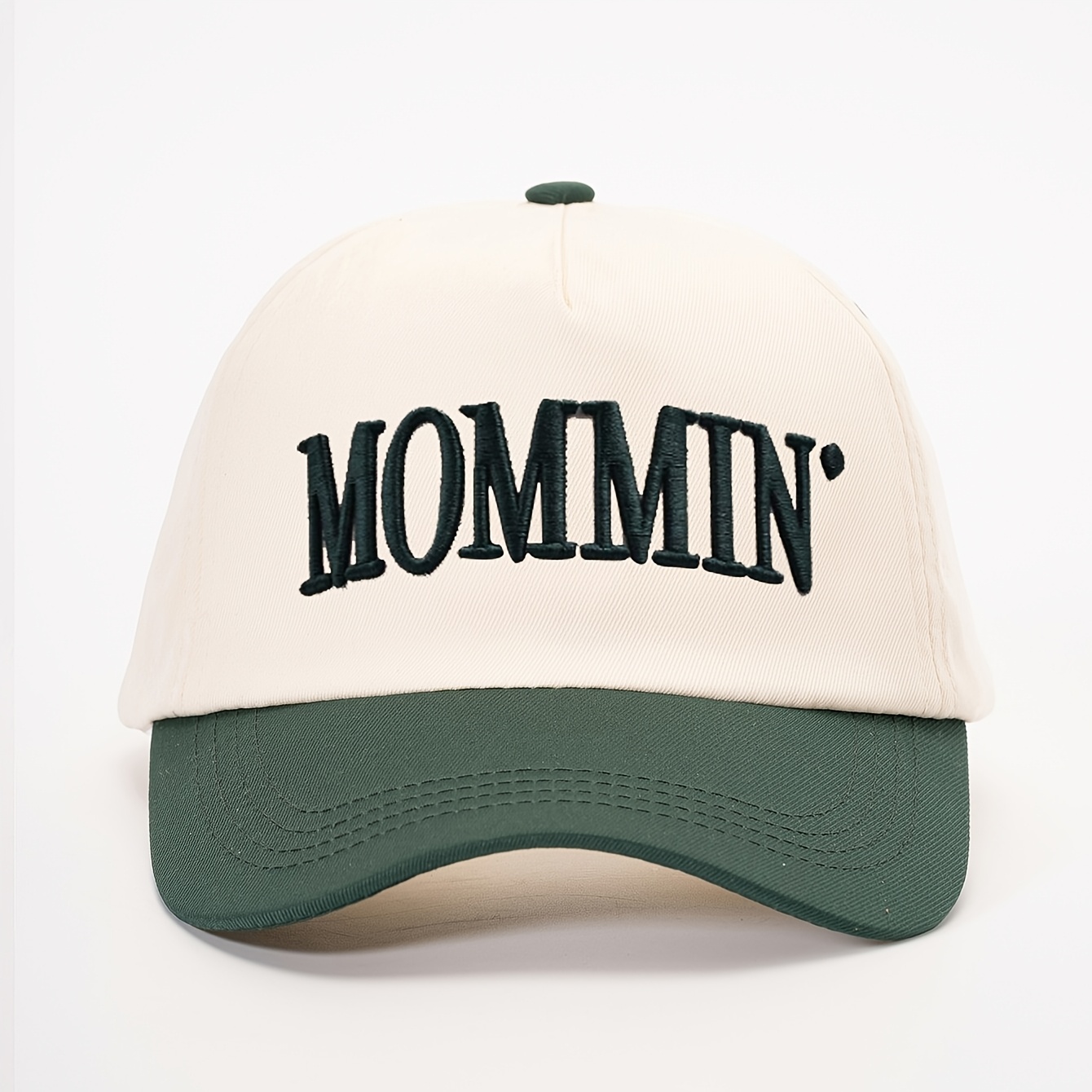 TEMU 1 Casquette de baseball MOMMIN brodée Color Block pour femmes, casquette de camionneuse pour maman, casquette de baseball brodée sur le thème de
