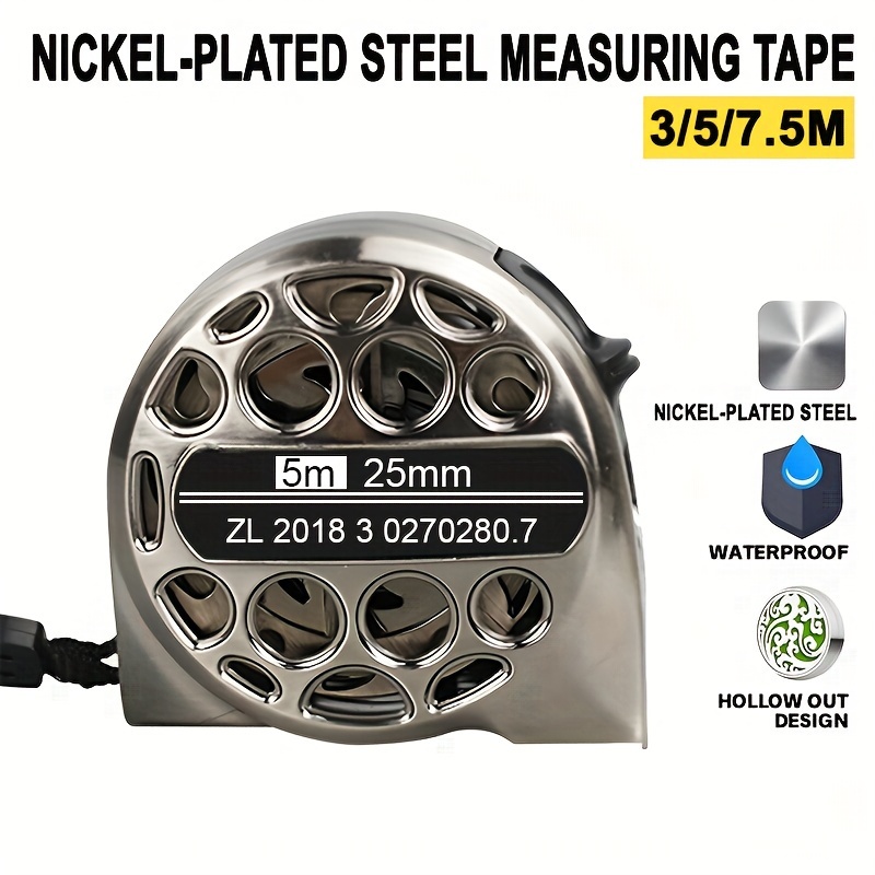 

Stainless Steel Retractable Tape Measure - 3/5/7.5m, Anti-corrosion, For Woodworking & Diy Projects