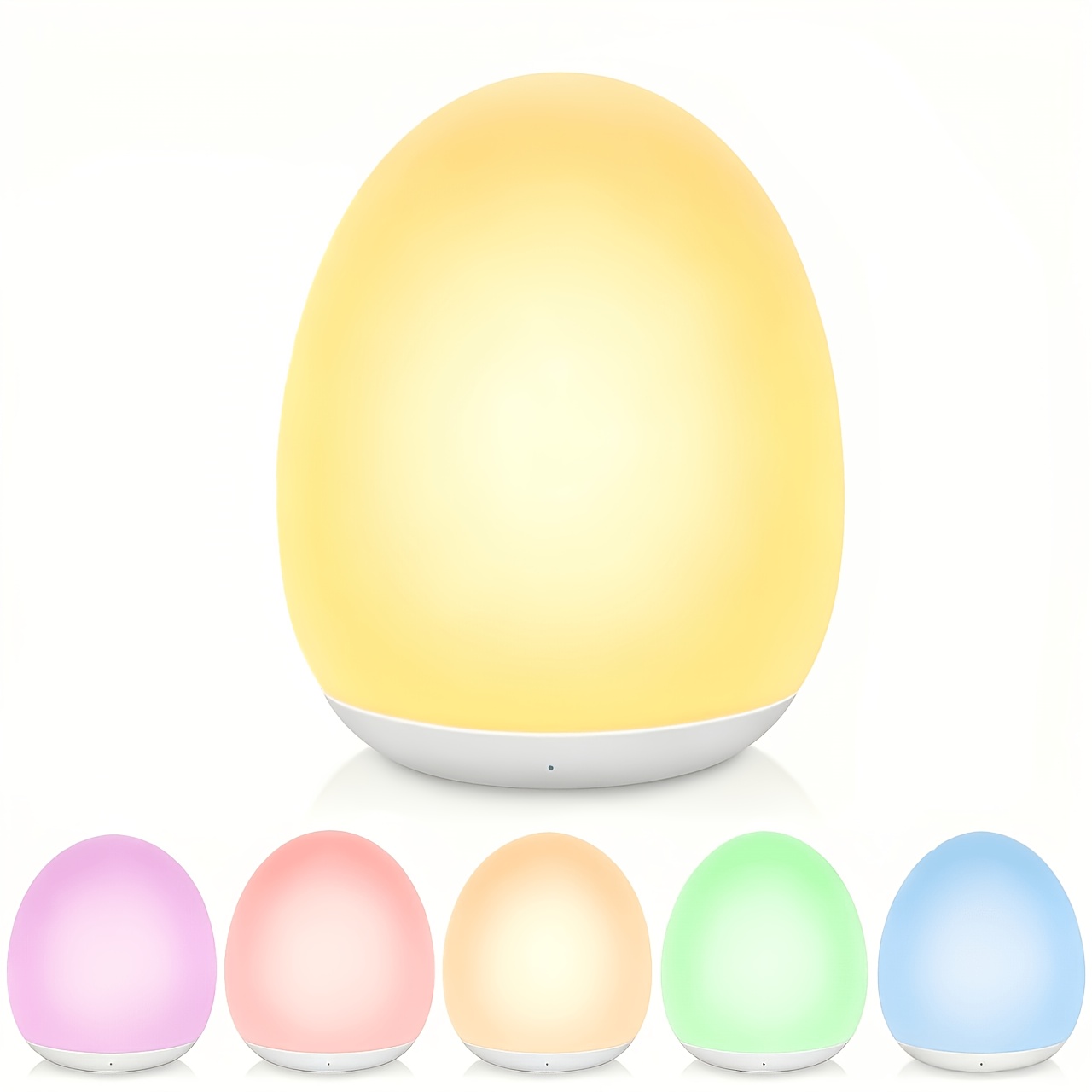 TEMU 1pc Egg Shaped Led Night Light, 1200mah Rechargeable Battery Cute Ambient Lamp, Portable Dimmable Decorative Table Lamp For Bedroom Living Room