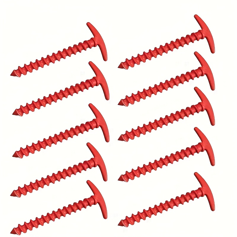TEMU Lot de 10 piquets de terre durables avec poignée ergonomique, chevilles à vis de fixation coupe-vent pour tente, auvent, camping et randonnée