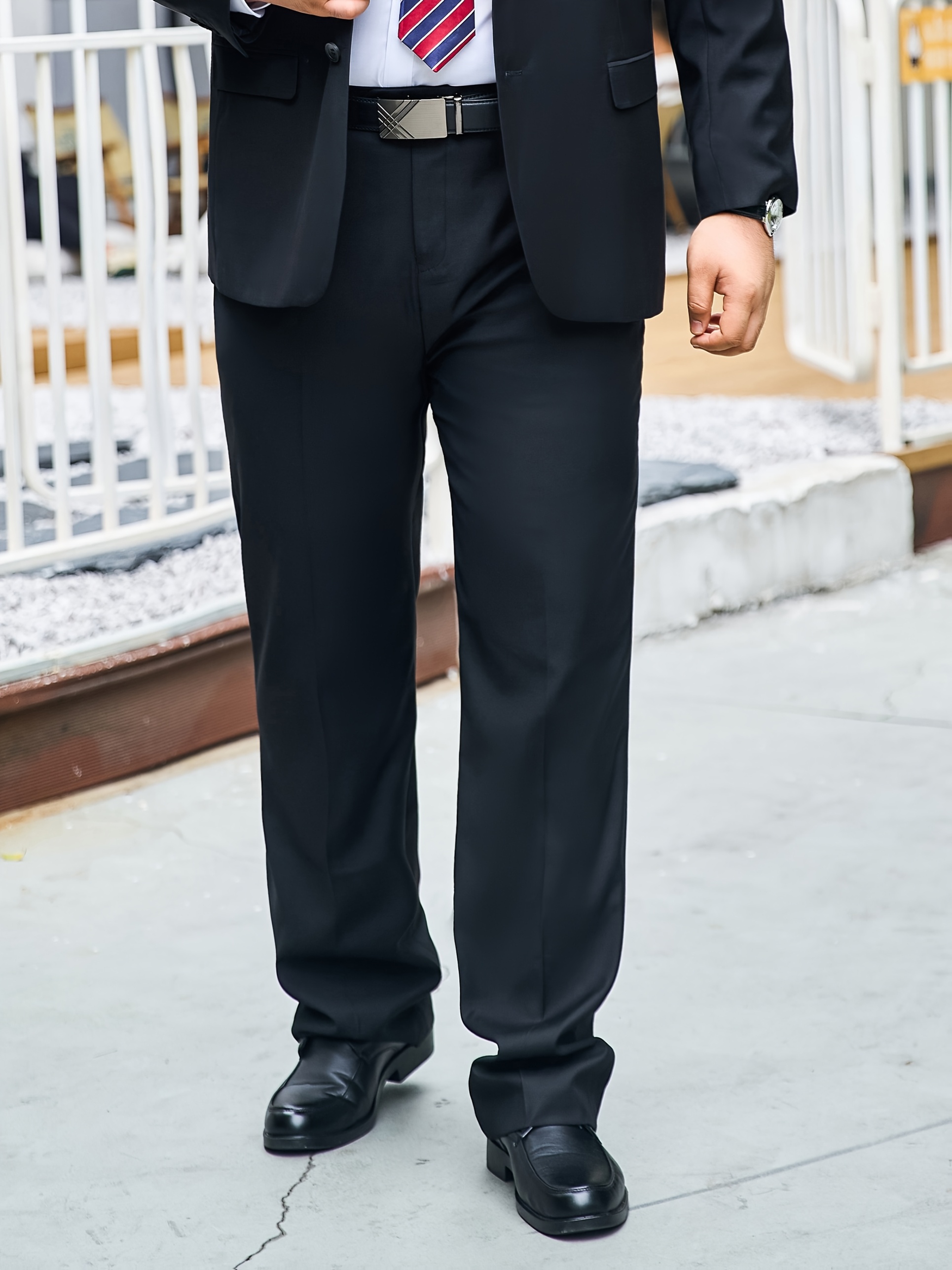 mens oversized big tall dress pants elastic waist belt Temu