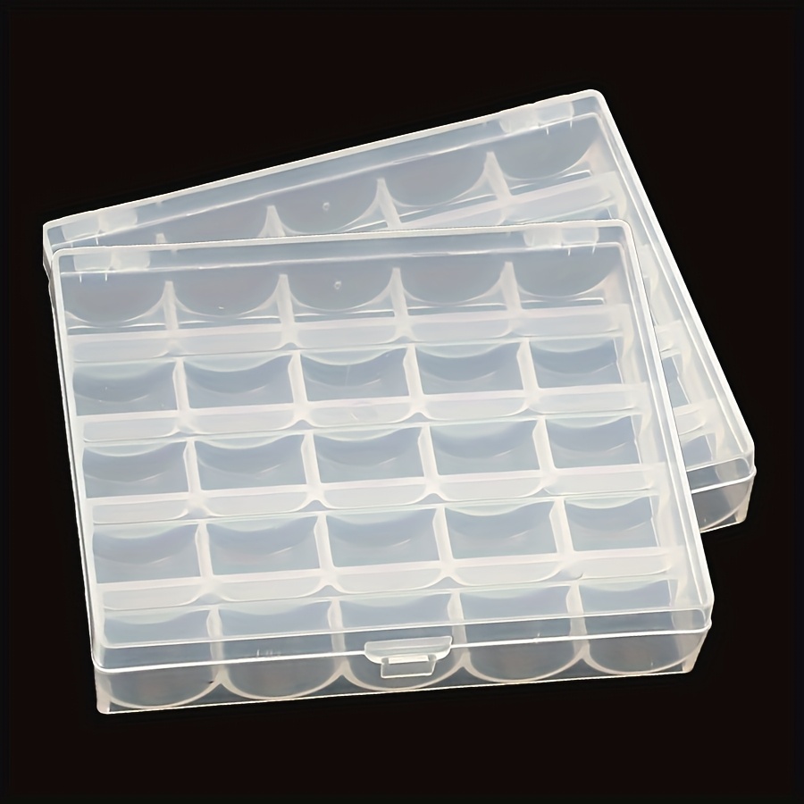 Two-piece Combination Pack 25 Grid Transparent Bobbin Box*2 Sewing Thread Spool Storage Box Set Dust-proof Portable Sewing Accessories