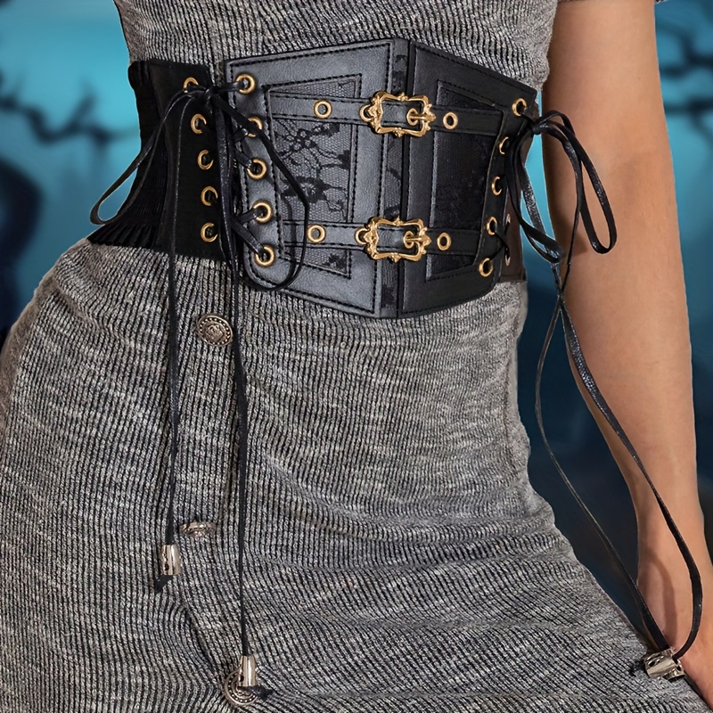 versatile black lace mesh corset belt women elastic waist Temu