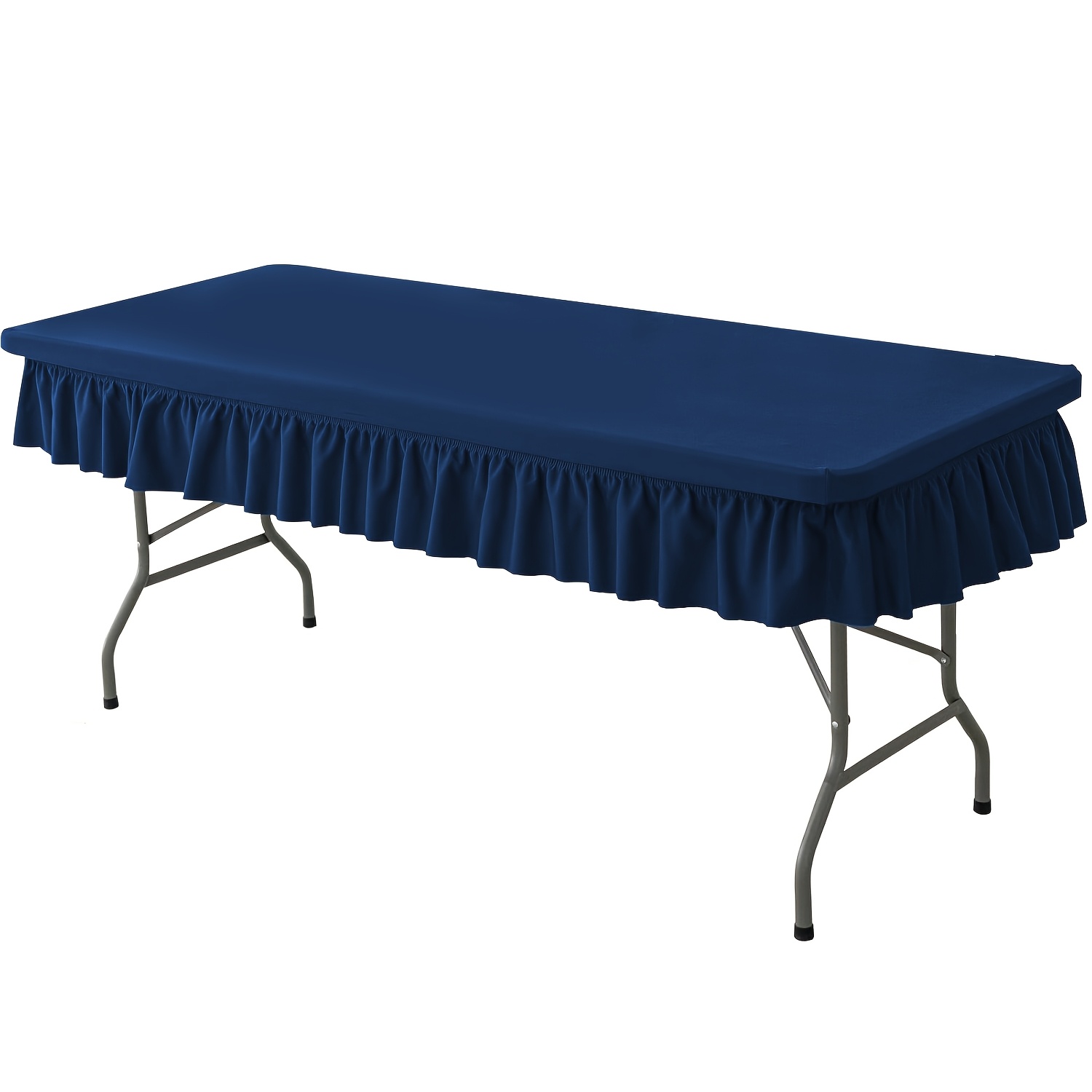 TEMU 1pc Stretch Tablecloth For Rectangular Tables - Flared Wrap Design, Wrinkle-resistant, Washable - Ideal For Weddings, Parties, Banquets & Table