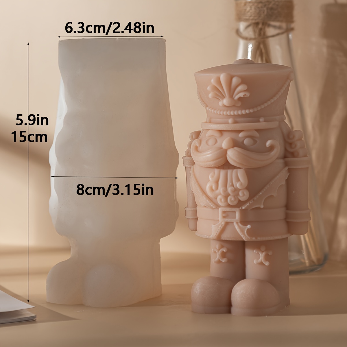 Resin Silicone Mold Nutcracker Soldier Silicone Candle Mold, Large Cute Bearded Nutcracker Guard, Irregular Shape, Artistic Craft Tool For Wax Making, Resin Soap, Home Decor, Holiday Party Gift