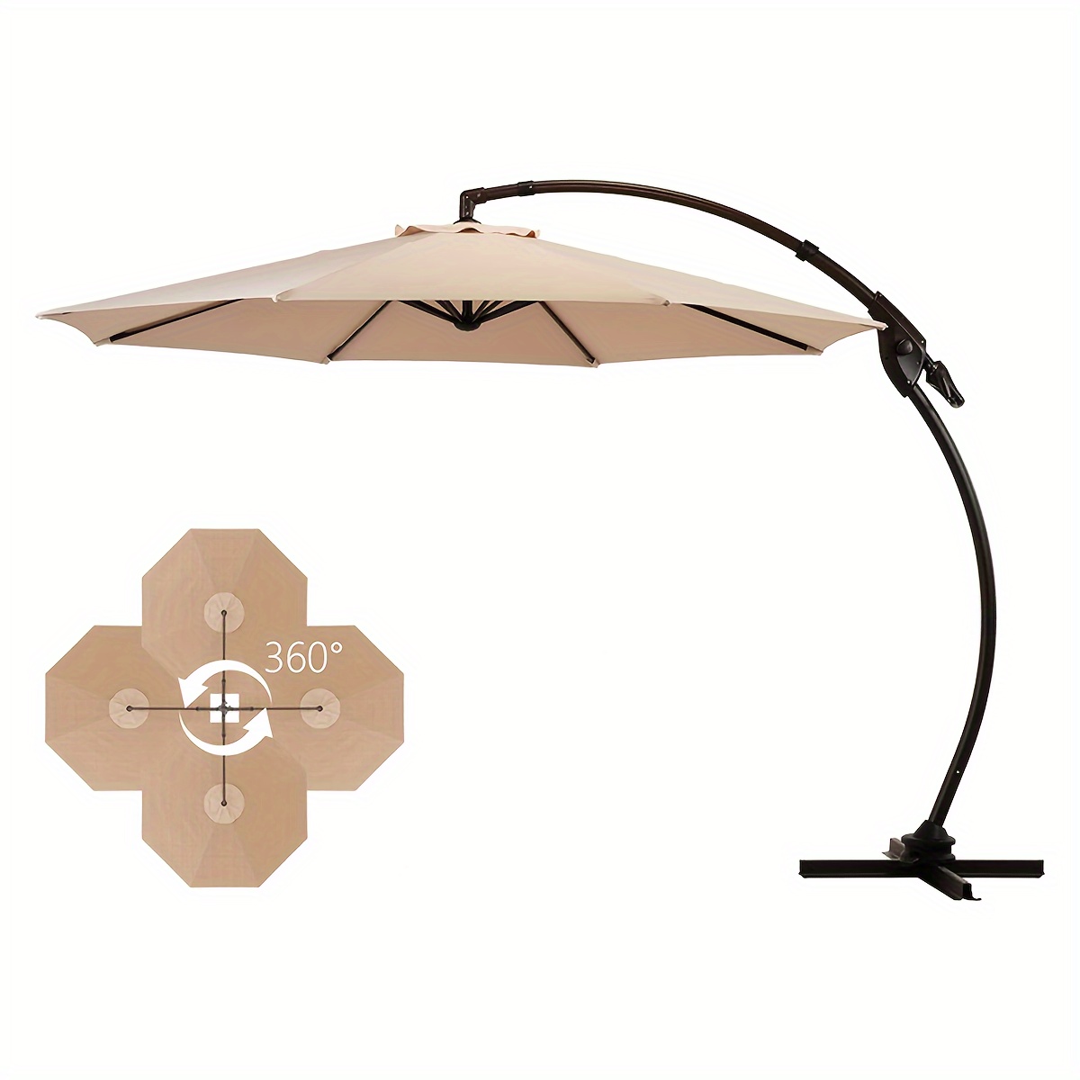 10ft patio umbrella with lights 10ft Solar LED Offset Hanging Patio Umbrella (Light Green)