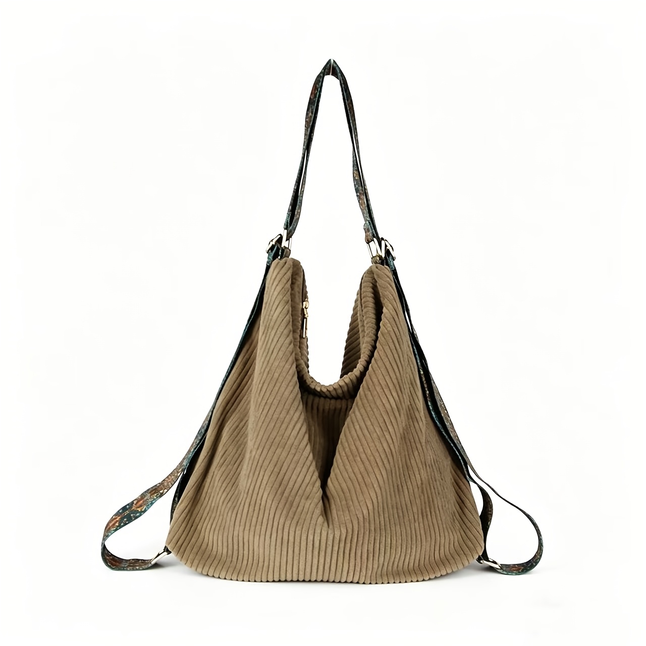 Image of Large Capacity Corduroy Crossbody Bag Suitable For - Casual Everyday Tote With Zipper Closure, Soft Corduroy, Spacious, Fits Phone, Wallet & Water