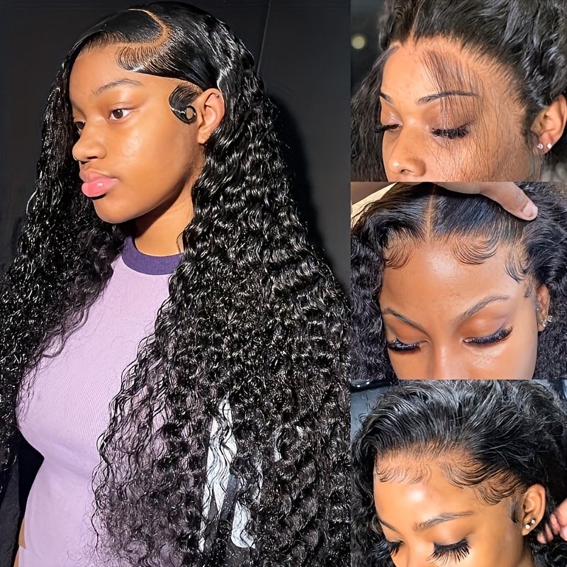 TEMU Water Wave Human Hair Bob Wig 13x4 Lace Frontal - Glueless, High-density 150, Natural Look For Daily Wear Brazilian Deep Wave Lace Front Wig