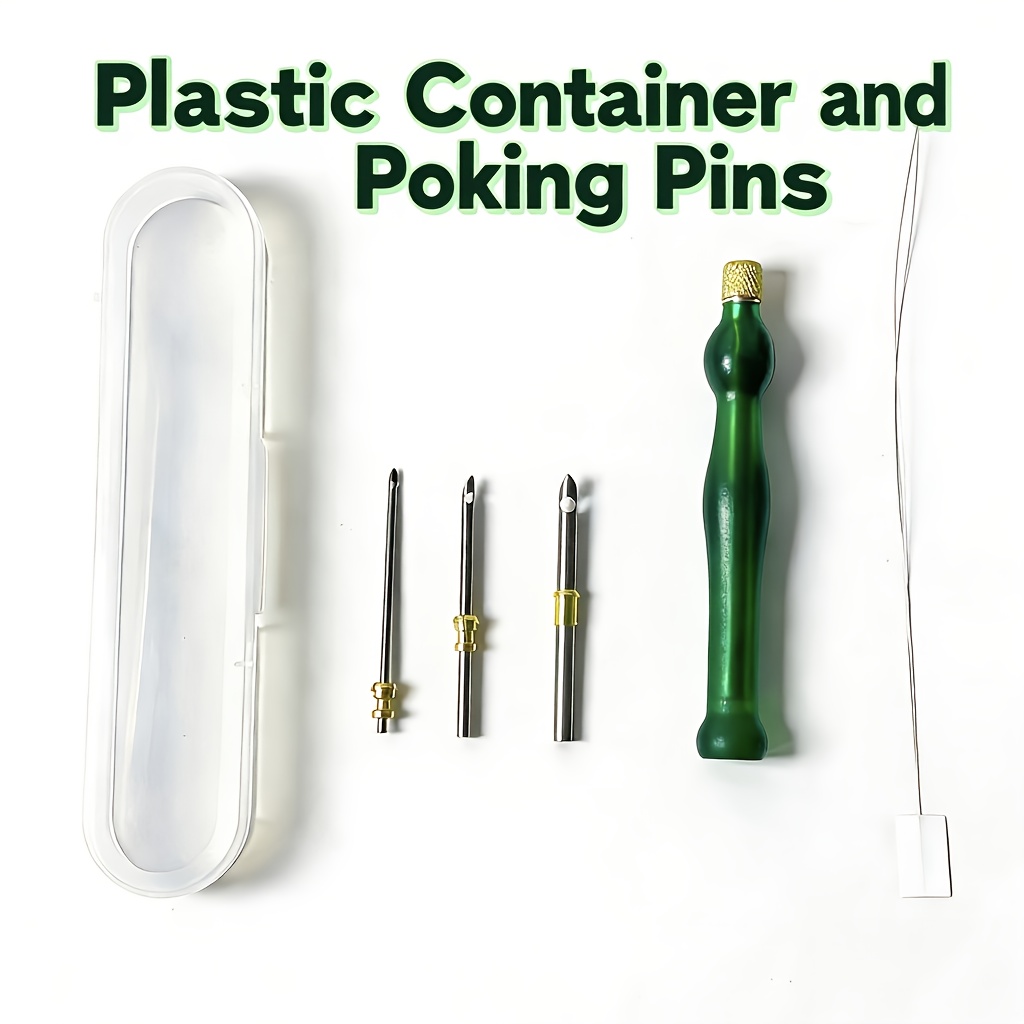 TEMU Ago da punzonatura regolabile con in PVC + strumento in acciaio inossidabile + scatola porta-ago, da 12,6 cm, ago da 6,7 cm, cucito, , filato,