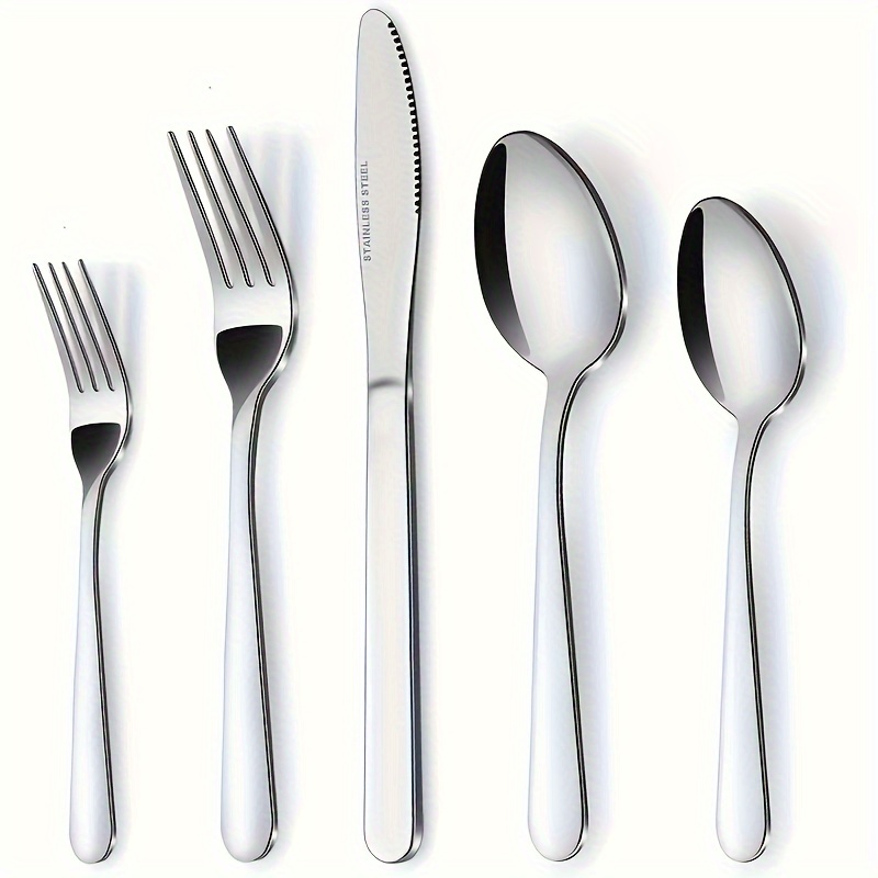 

20pcs/ Stainless Steel Tableware Set - Sleek Modern Design, Premium Western Utensils, Complete With Knife, Fork, Spoon - Perfect For Formal Dinners, Family Celebrations, Restaurants, And Hotels